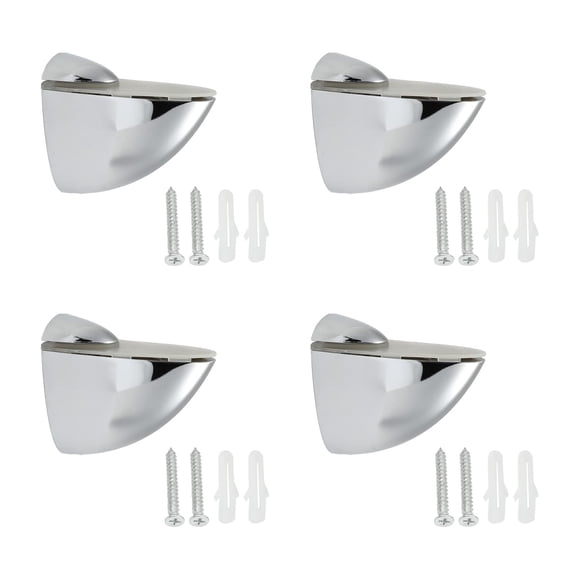 MroMax 4Pcs Adjustable Wood/Glass Shelf Bracket, for 3-33mm Shelves, Eagle Beak Shape, Gloss Finish, Zinc Alloy Wall-Mounted Glass Shelf Clamp Bracket