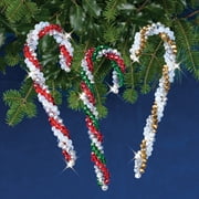 Nostalgic Christmas Beaded Crystal Ornament Kit-Crystal Candy Canes Makes 3
