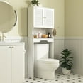 thumbnail image 5 of Bathroom Organizer Over Toilet, Storage Cabinet Over Toilet, Wooden Bathroom Space Saver Standing Behind Toilet, Free Standing Bathroom Shelf Over Toilet, Louvered Fan, White, 5 of 9