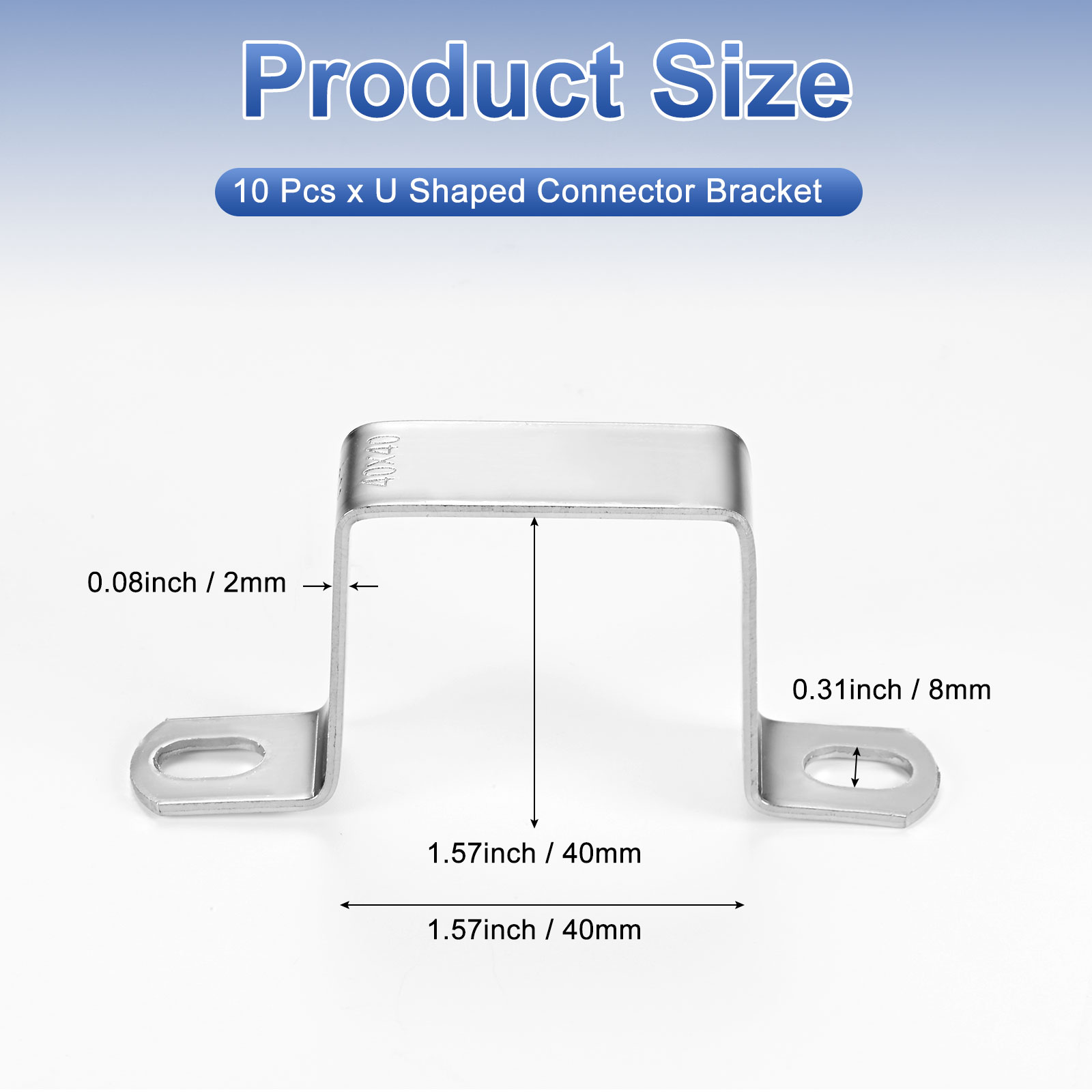 Uxcell 10-Pack U Shaped Connector Bracket, 40x40mm 304 Stainless Steel Square Pipe Clamp for Door Closed Bar Holder Strut Channel