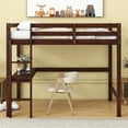 thumbnail image 2 of Aukfa Twin Loft Bed with Built-in Desk for Kids Teens Dorm, Wooden, Espresso, 2 of 8