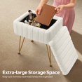thumbnail image 6 of Greenstell Footstools Ottoman Bench with Storage, 15.5”L x 11.6”W x 19.2”H Vanity Faux Fur Padded Stool with Coffee Table Padded Seat and Adjustable Feet for Makeup Bedroom Entryway, White, 6 of 9