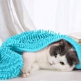 thumbnail image 3 of Ultra Absorbent Quick Dry Pet Bath Towels Soft Chenille Material Hand Pocket Design for Large, Medium, Small Dogs and Cats-Lake Blue, 3 of 9