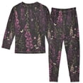 thumbnail image 2 of FORMRS Long Sleeve Top and Pants Pajama Set for Niños 2-Piece Sleepwear, Sizes 18M-8Y, Dark Purple Floral Pattern, 2 of 6