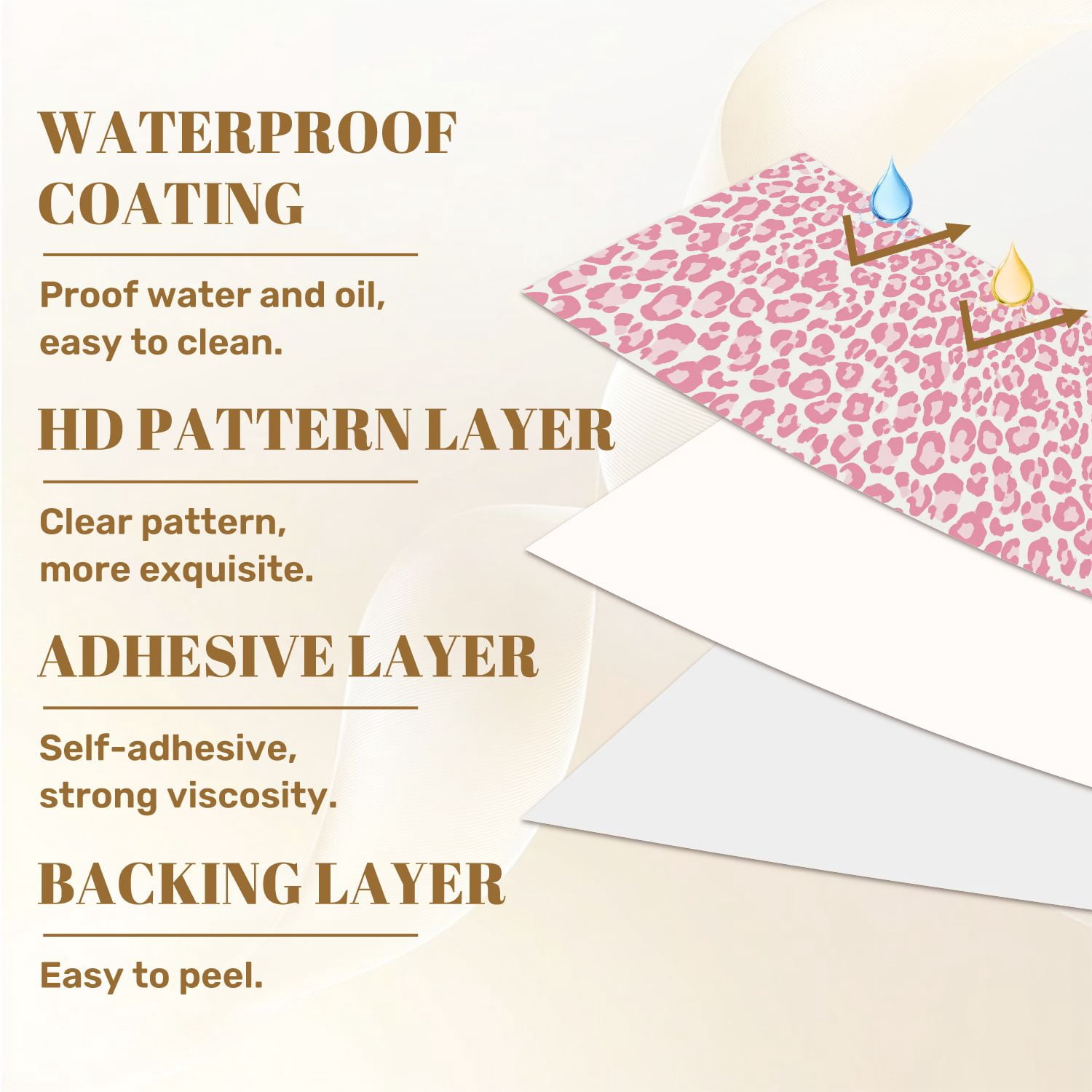 Peel and Stick Wallpaper Pink Leopard Print Soft Pastel Shades Wall Mural 17.7in x 9.8ft Self Adhesive Removable Wall Paper Renter Friendly Wallpaper for Nursery Bedroom Cabinets
