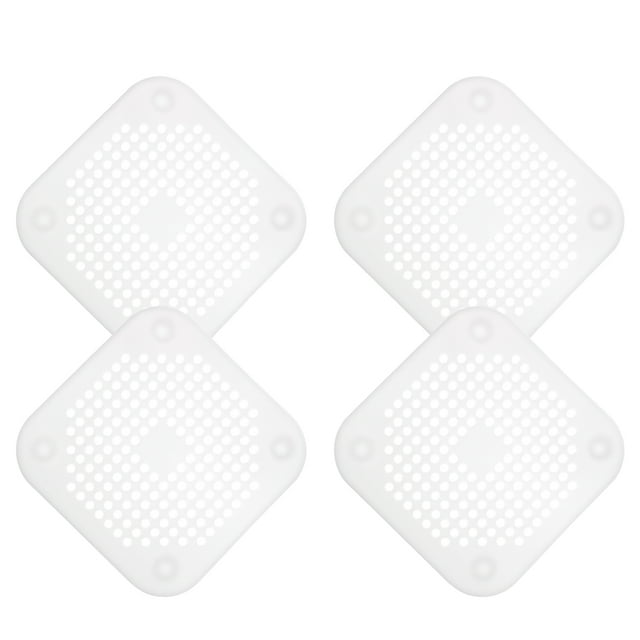 Uxcell 4 paquetes de atrapadores de cabello para desagüe de ducha, colador cuadrado para ducha, blanco