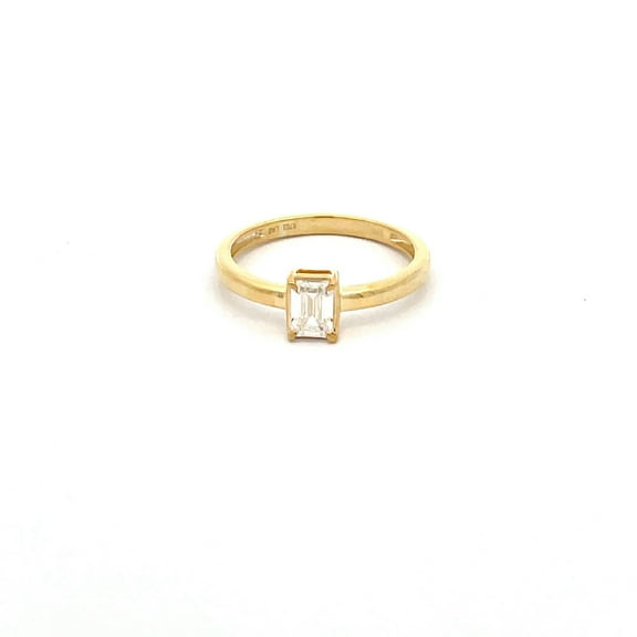 ARAIYA FINE JEWELRY 10K Yellow Gold Lab-Grown Emerald-shape Diamond Solitaire Engagement Ring (1/2 Cttw, E-F Color, VS1 Clarity) Size 6.5