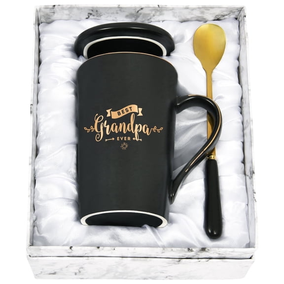 Gifts for Grandpa - Best Grandpa Ever Ceramic Mugs, Christmas Gifts, Birthday Gifts, Fathers Day Gifts, Grandpa Gifts, RollyDanCT Black 14 fl oz Coffee Mugs Ceramic Mug Tea Cup