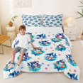 thumbnail image 2 of Feelyou Summer Shark Queen Comforter Set for Kids Boys Girls, Cute Cartoon Stars Bedding Comforter Set, White Blue, Colorful Star Reversible, 3pcs, 2 of 6