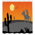 thumbnail image 3 of Southwestern Shower Curtain, Cartoon Style Hot Mexico Desert Landscape with Saguaro Cactus and Horse Rider, Fabric Bathroom Set with Hooks, 69W X 84L Inches Extra Long, Multicolor, by Ambesonne, 3 of 3