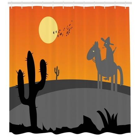 Southwestern Shower Curtain Cartoon Style Hot Mexico Desert