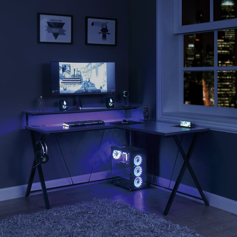 OSP Home Furnishings Checkpoint Battlestation L shaped Gaming Desk OSP Home Furnishings Checkpoint Battlestation L shaped Gaming Desk