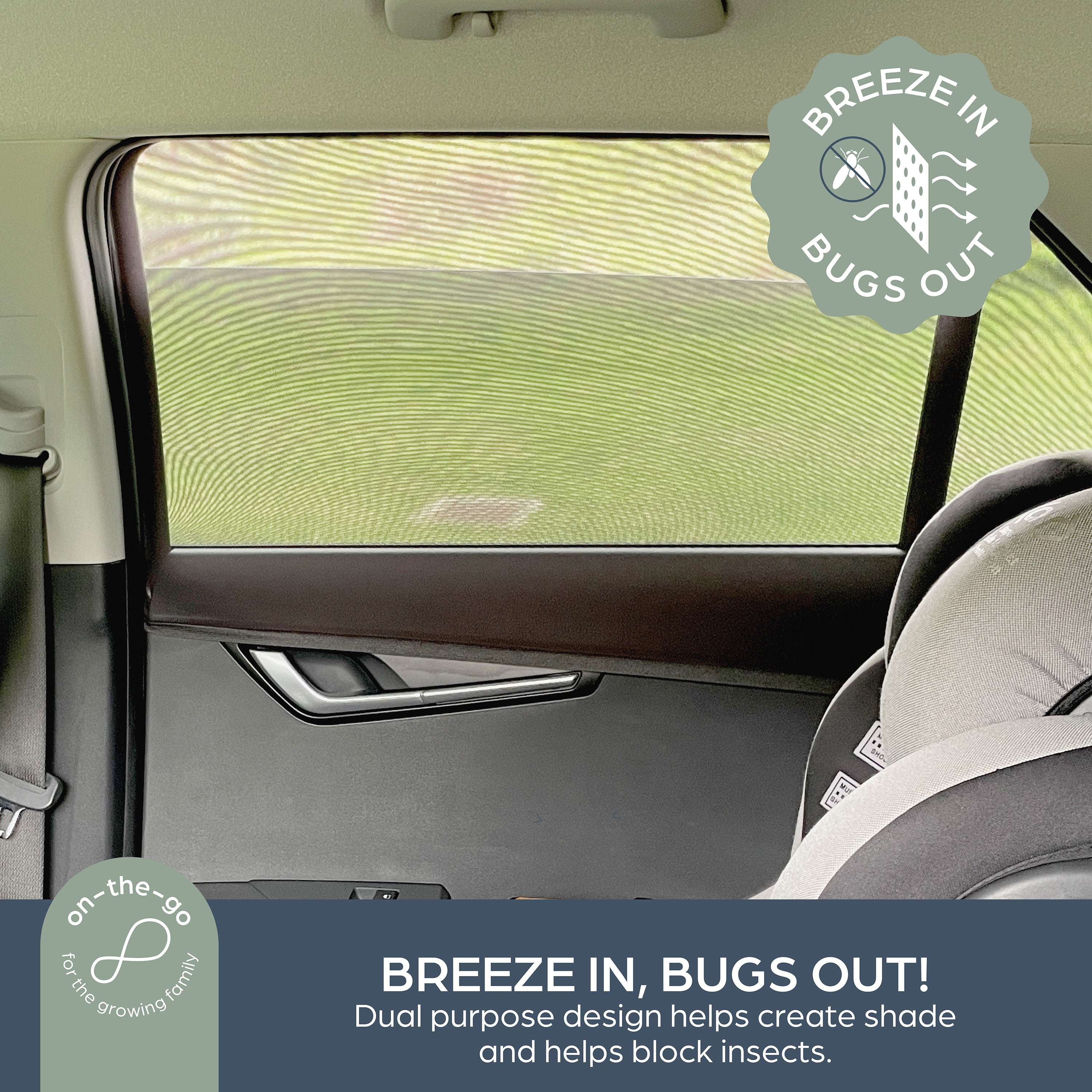 Dreambaby Fitover Car Window Sun Shades for Baby Stretchable Window Covers- 2 Pack, Black L1285