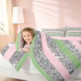 thumbnail image 4 of Homewish Contemporary Striped Twin Bedding, Pink Green Silver Bedding Comforter Set, Pink Reversible, 7 Pieces, 4 of 6