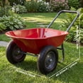 thumbnail image 2 of PYY Heavy Duty Two-Wheel Wheelbarrow Garden Cart, Dual Tire Utility Yard Cart with Durable Poly Tray & Steel Frame, Multi-Purpose Hauling Tool for Lawn, Farm, and Landscaping, Red, 2 of 6
