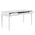 thumbnail image 2 of SIMPLIHOME Harper SOLID WOOD Mid Century Modern 60 inch Wide Home Office Desk, Writing Table, Workstation, Study Table Furniture in White with 2 Drawerss, 2 of 5