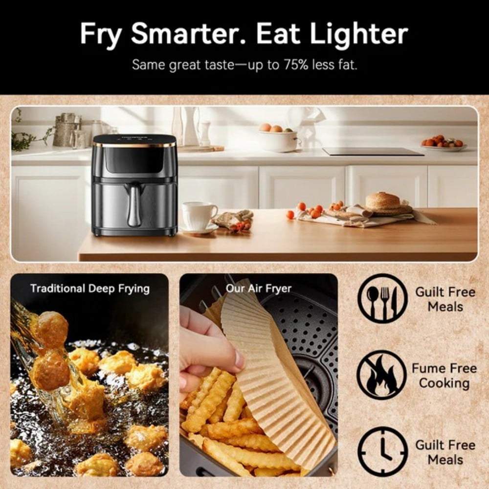 8.45-Quart Electric Air Fryer, Adjustable Temperature, Touch Panel Control, One-Touch Cook Functions, and 360° Rapid Cooking, 1400 Watt Power