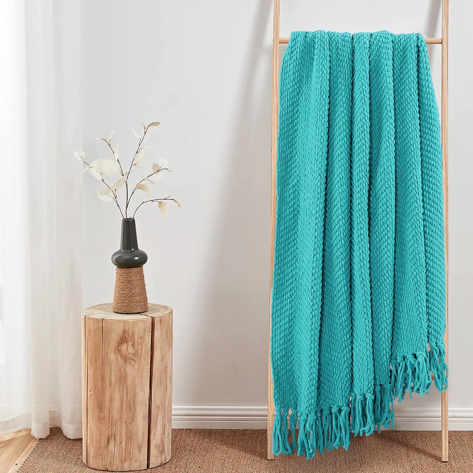 Home Soft Things Reversible Tweed Throw Blanket, Super Soft & Cozy - Baltic Blue, 50x60"
