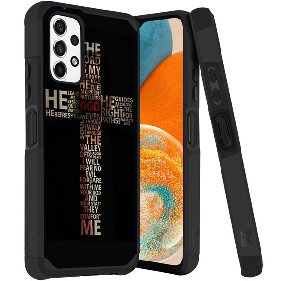 ANJ  Rugged Dual Layered Shockproof Slim Hybrid Case   Tempered Glass Cover Compatible with Samsung Galaxy A23 5G - Bible Verses