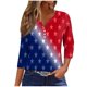 thumbnail image 2 of Fiudx Camisas de Mujer Blusa de Manga 3/4 Corta Estampada a La Moda para Mujer, Blusa Informal con Cuello Redondo, 2 of 5