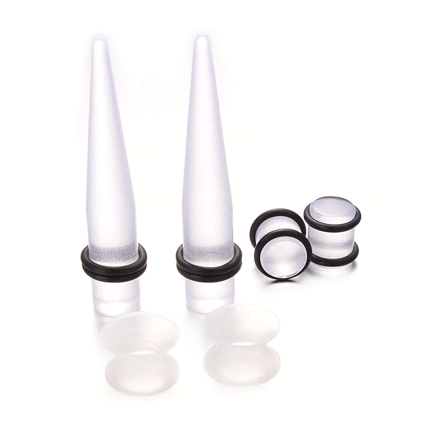 JESMODA 2PCS Glass Ear Tapers - Heavy Crescent Ear Weights Hangers For Stretched Ears (2G, 0G, 00G Sizes)