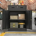 thumbnail image 4 of Metal Storage Cabinet, Locking Storage Cabinet with Doors and 1 Drawer, Metal Cabinets for Office/Home/Garage 36.2" H x 28" W x 15.7" D (Black), 4 of 6