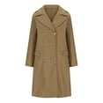 thumbnail image 4 of VEKDONE 2026 Women Elegant Notched Collar Solid Color Mid-Length Double Breasted Slim Fit Wool Blend Trench Pea Coat Overcoat Khaki S, 4 of 6