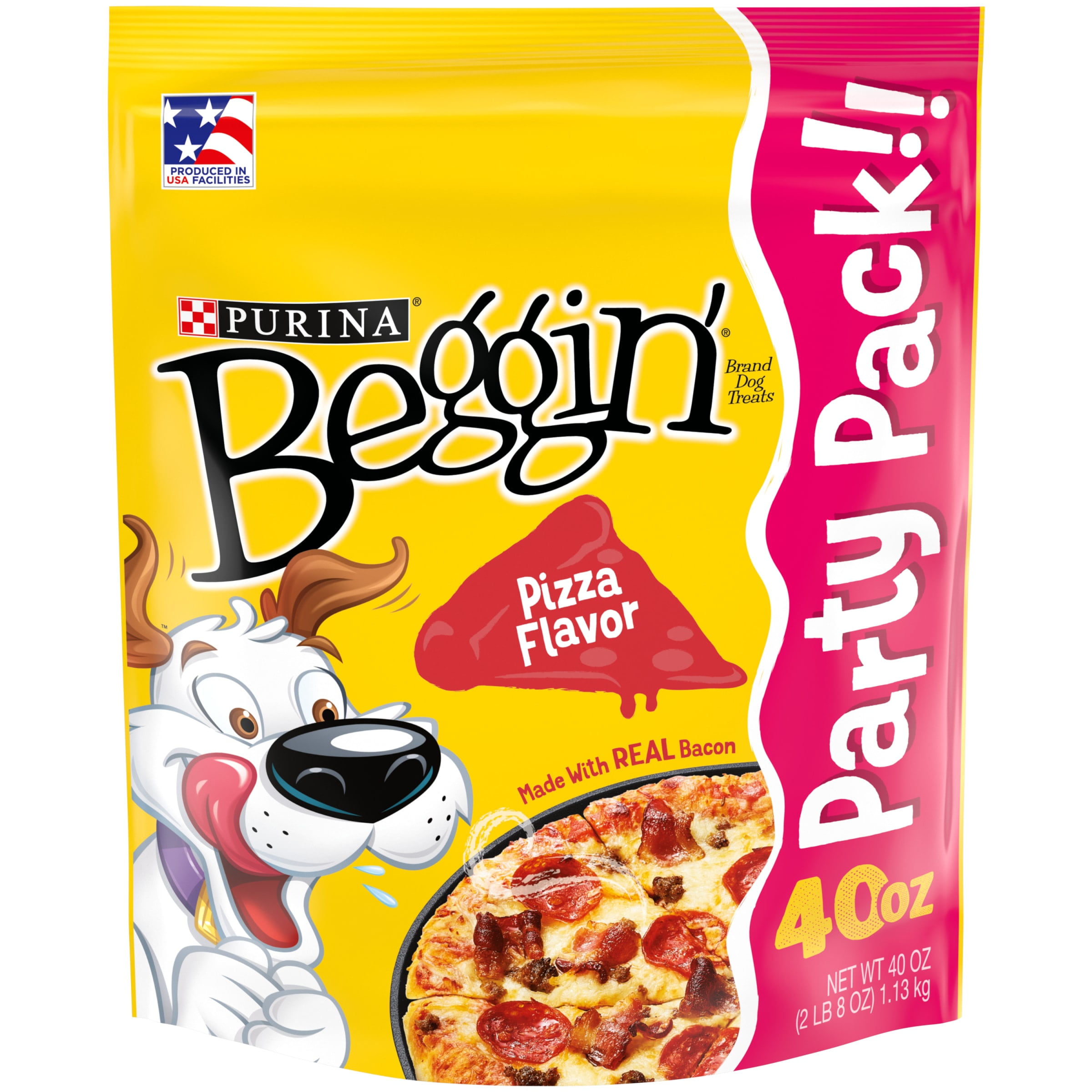 Purina Beggin' Pizza Flavor with Bacon Treats for Dogs, 40 oz Pouch