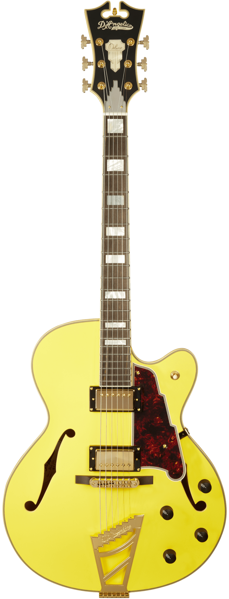 D'Angelico Deluxe DH Hollow-Body Electric Guitar - Matte Electric Yellow