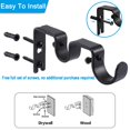 thumbnail image 4 of CINYOYO 3 Pack Double Curtain Rod Brackets for 1" and 5/8" Rod, Heavy Duty Curtain Rod Holders Window Drapery Rod Holders Hanging Wall Brackets, Black, 4 of 7