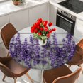thumbnail image 2 of Purple Flowers Round Tablecloth 55-60 Inch Round Fitted Table Cloth with Elastic Edge, Rustic Pastoral Botanical Floral Plants Waterproof Table Cover Protector for Outdoor Picnic Party Dining, 2 of 6