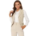 thumbnail image 2 of Chaleco elegante para mujer con doble botonadura y solapa sin mangas albaricoque XL, 2 of 6