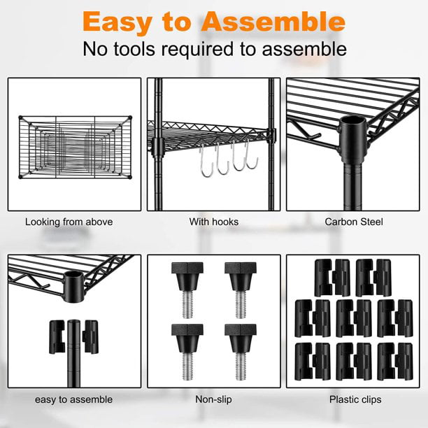 Details about   New 6 Tier Wire Storage Shelving Unit Metal Shelf Rack Adjustable Height US^;/ 