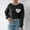 Black, variant on Womens Fall Sweaters Sevevn Women's Casual Solid Color Printing Round Neck Fashion Long Sleeved Pullover Sweater Top