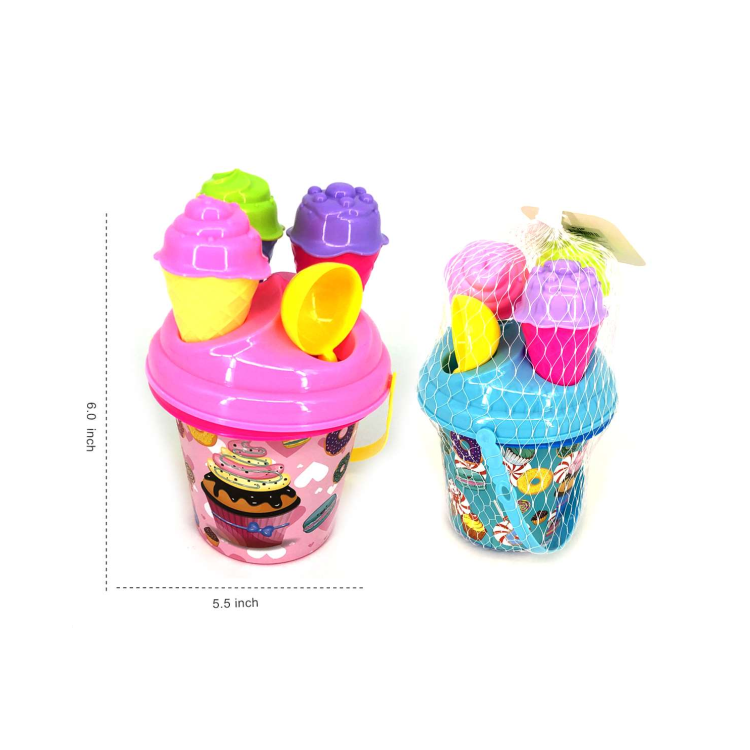 PMU Beach Sand Toy Set Outdoor Sandbox for Kids 9PC Ice Cream Kit Blue