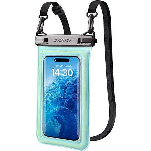 Floating Waterproof Phone Pouch, IP68 Waterproof Phone Case with Adjustable Lanyard for iPhone 15 14 13 Pro Max Samsung Galaxy Google, Up to 6.7'' (Green)