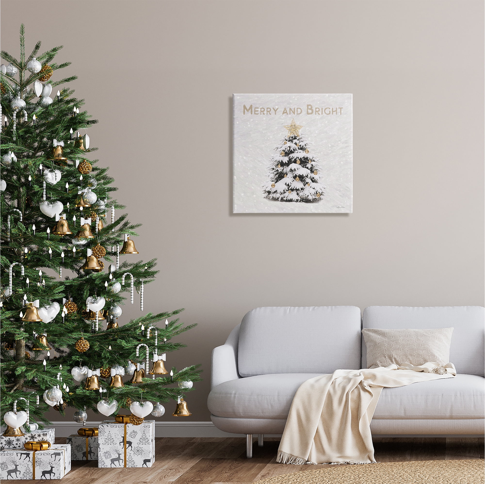 Stupell Industries Merry & Bright Scene Holiday Painting Gallery Wrapped Canvas Print Wall Art, 24 x 24