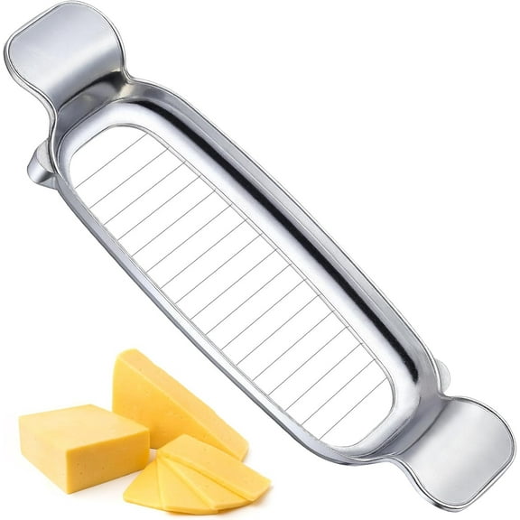 Butter & Cheese Slicer Cutter, Stainless Steel Wire Cheese Slicer, Multipurpose Handheld Butter Cutter for Block Cheese, Butter, Soft Fruits, and Dishwasher Safe
