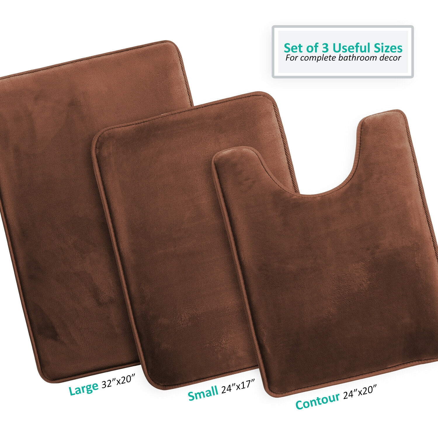 YouLoveIt Memory Foam Bath Mat Non Slip Bath Rug Bathroom Mat Set of 3, Shower Carpet Rug, 3 Piece Soft & Dry Bath Mat Sets for Bathroom Washable Carpets Set