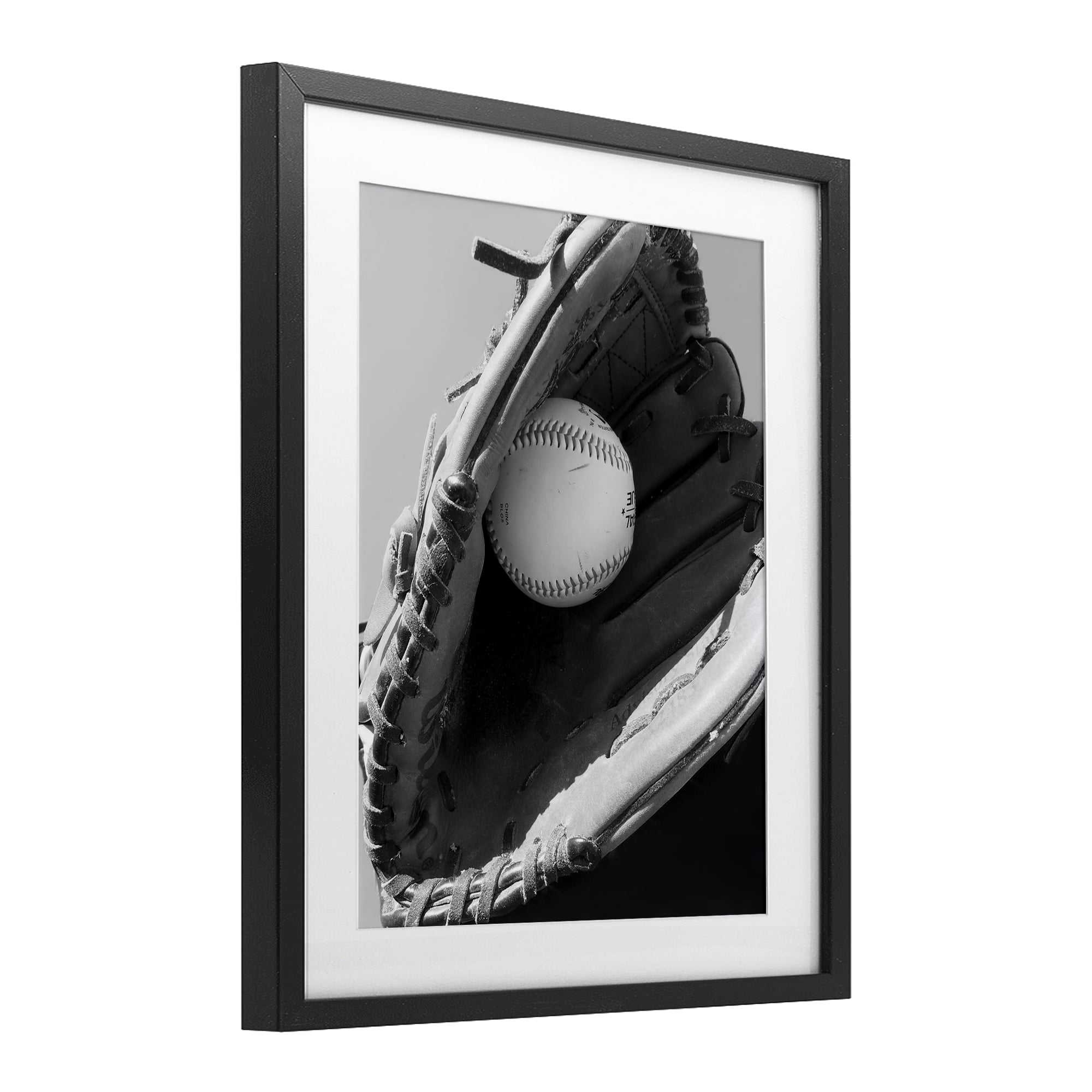 Stupell Industries Nice Catch Baseball Black Framed Print Under Glass, design by Marcus Prime