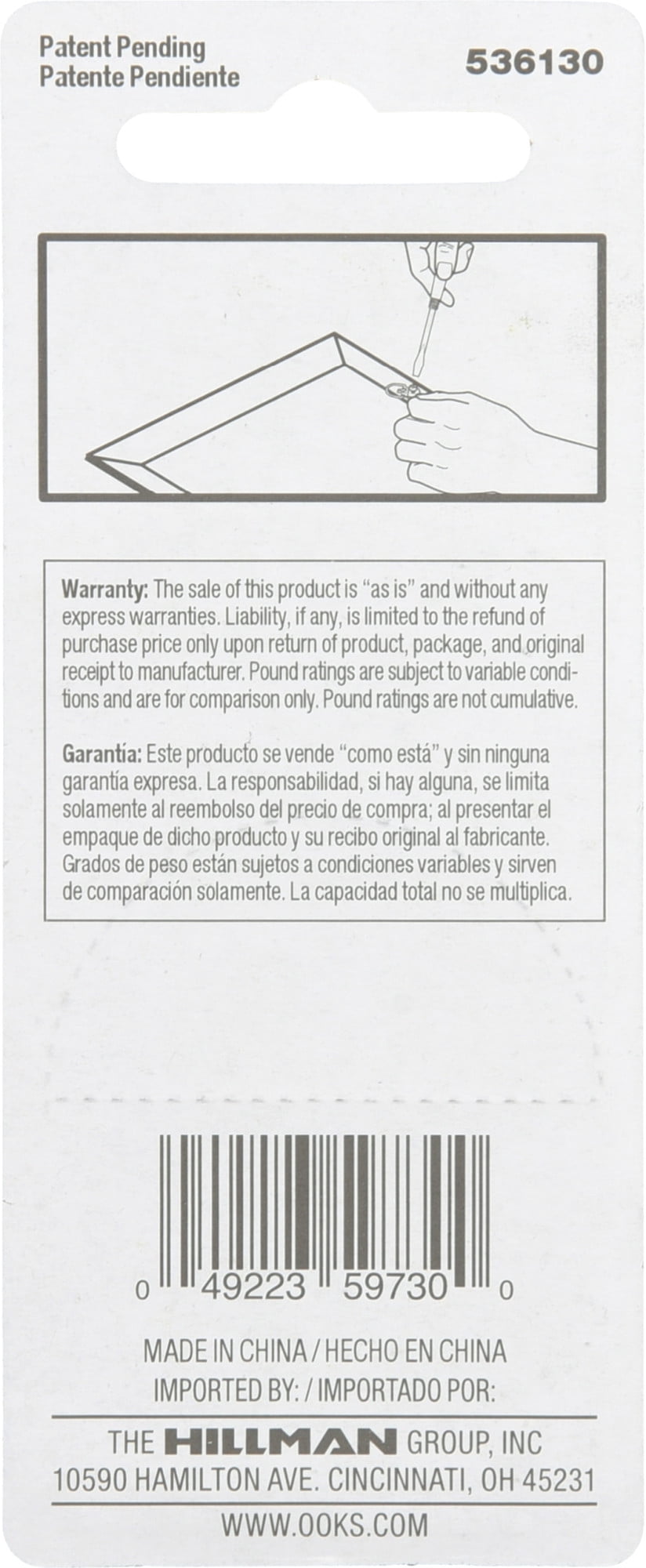 OOK 536130 Ready Screw Large Zinc D-Ring Hangers, Steel (2 Pack)