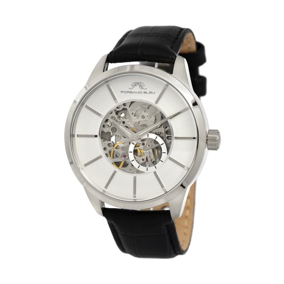 Cassius Genuine Leather Silver & Black Men's Automatic Watch 801ACAL