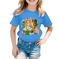 thumbnail image 4 of MIXUE Toddler Girls Tops & T-Shirts Easter Bunny Round Neck Short Sleeve Casual Solid Color Tops Pullover Tshirts Holiday Wear,Blue,4-5 Years, 4 of 4