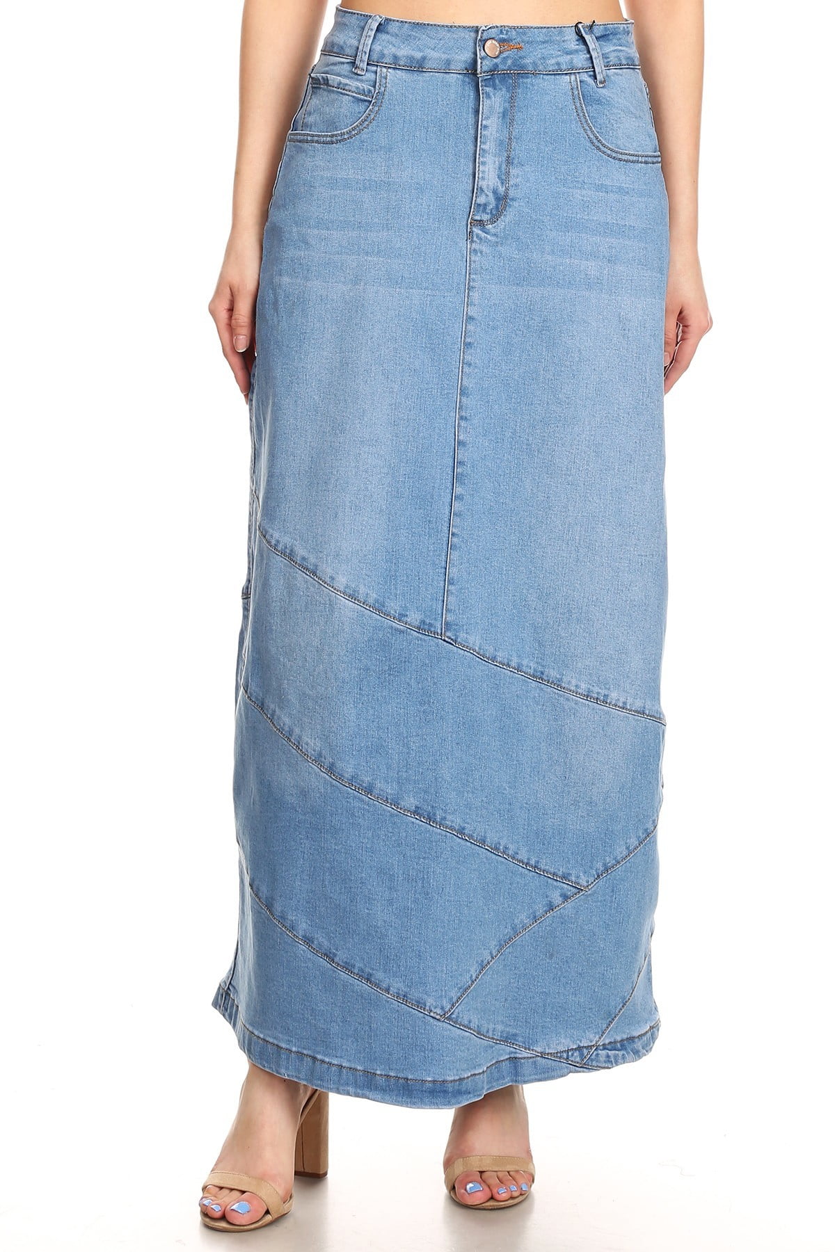 women's maxi denim skirts