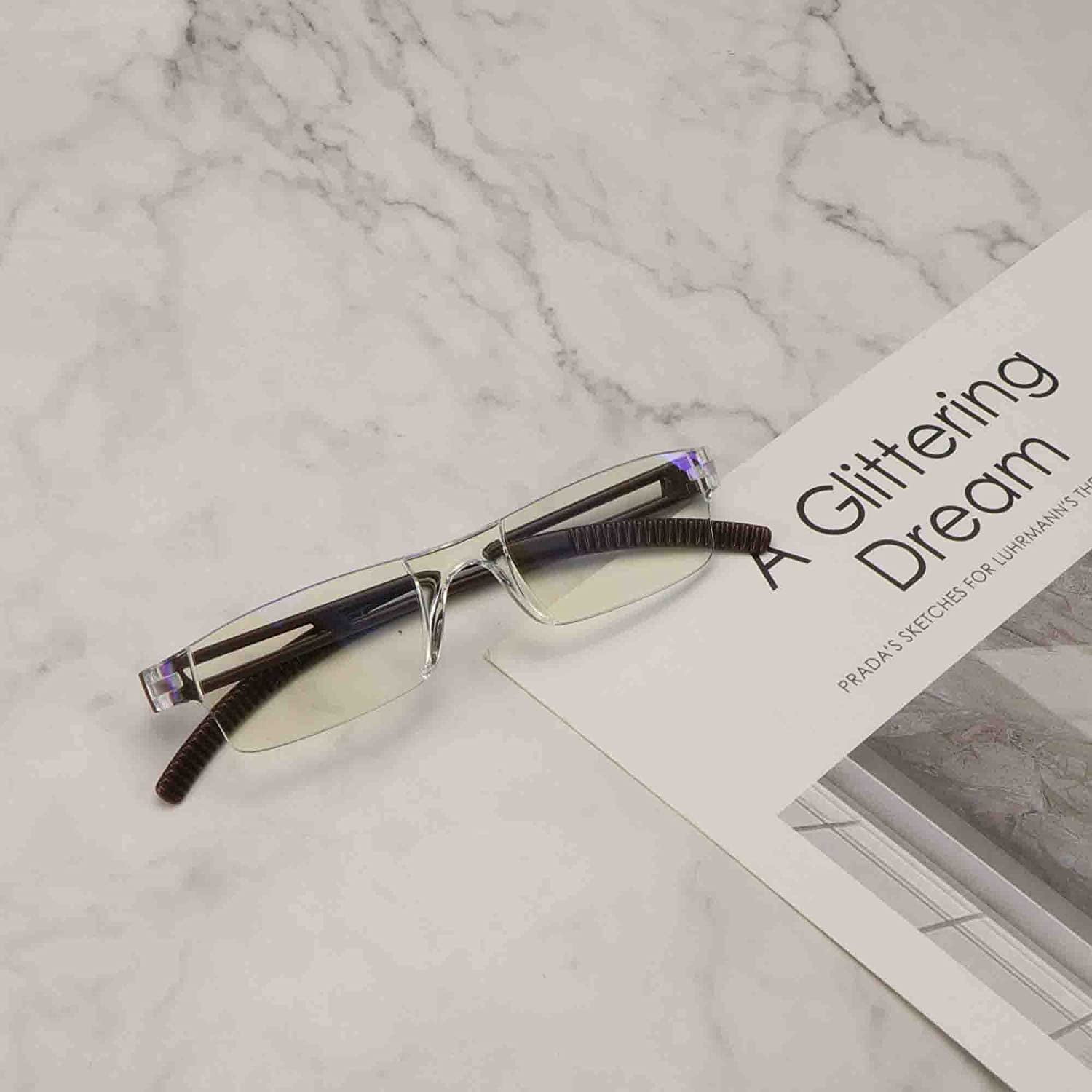 8 Pairs Reading Glasses, Blue Light Blocking Glasses, Computer Reading Glasses for Women and Men, Fashion Square Eyewear Frame (4bluefloral+4brown,+1.75 Magnification)