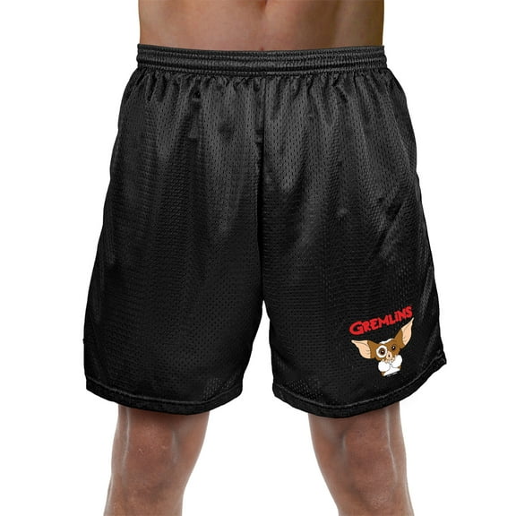 Gremlins Gizmo Logo Mens Lined Mesh Shorts, Black, 2X-Large