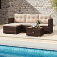 thumbnail image 1 of Costway 4 Seats Outdoor Wicker Furniture Set with Tempered Glass Coffee Table & Soft Cushions, 1 of 10