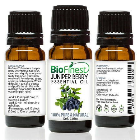 BioFinest Juniper Berry Oil - 100% Pure Juniper Berry Essential Oil - Premium Organic - Therapeutic Grade - Best For Aromatherapy - Detoxifier - Boost Immune System - FREE E-Book