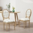 thumbnail image 2 of Noble House Karter Fabric Dining Chairs, Set of 2, Gray Plaid and Light Beige, 2 of 10