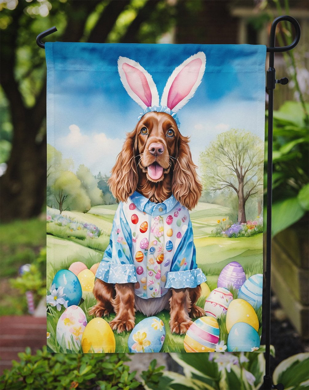 English Cocker Spaniel Easter Egg Hunt Garden Flag 11.25 in x 15.5 in